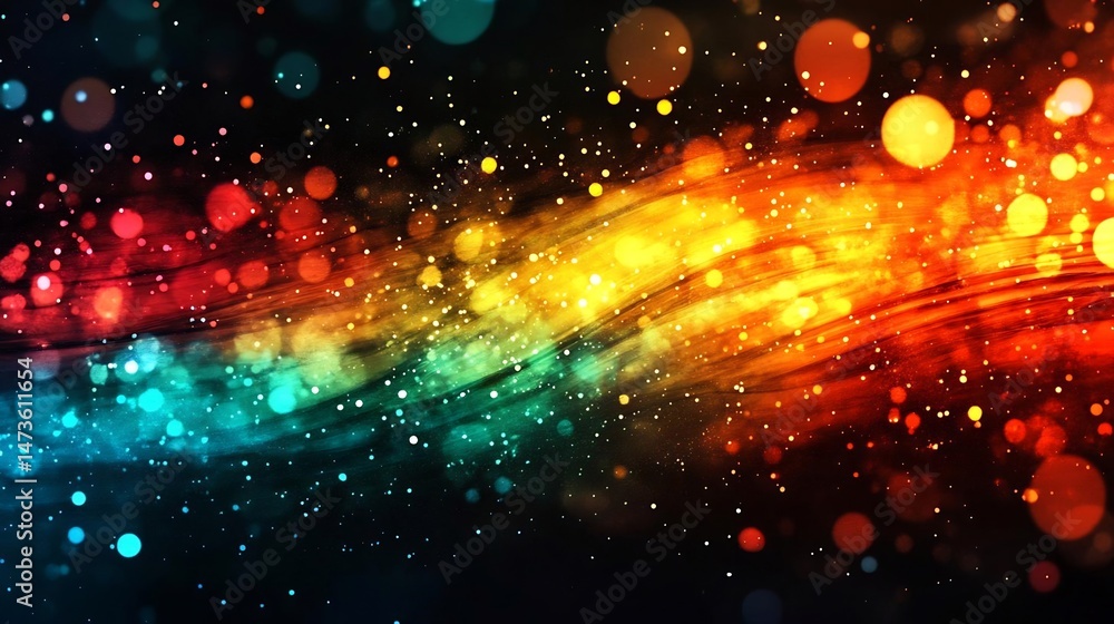 Poster vibrant nebula simulation with shimmering dust and spectral color gradients