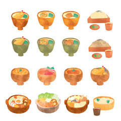 和食の水彩イラストセット