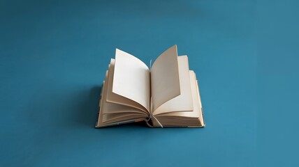 Open Book With Blank Pages On Blue Background For Educational Resources And Creative Projects The Book Invites Exploration And Personalization With Its Pristine Empty Pages
