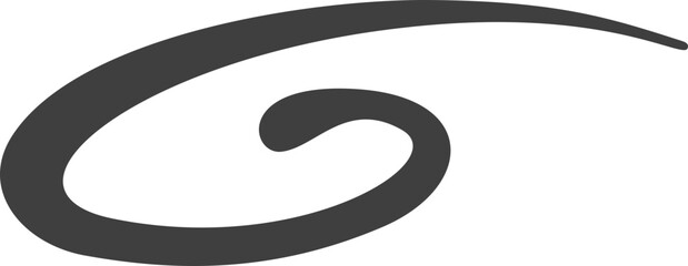 Swoosh underline. Hand drawn swash and swirl stroke. Squiggly swish and calligraphic wavy flourish. Accent divider and swoop element
