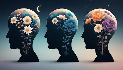 Blossoming Minds: Floral Silhouette Concept
