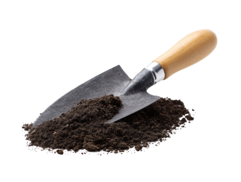 Gardening tools for planting and soil preparation needs, cut out