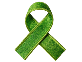 Green awareness ribbon as a symbol of hope and support, cut out