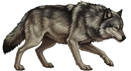 alpha wolf walking with a commanding posture. isolated on white transparent background PNG