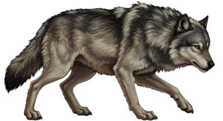 alpha wolf walking with a commanding posture. isolated on white transparent background PNG