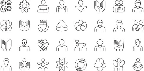 Teamwork Icon Representing Unity with Black Silhouettes on White Background