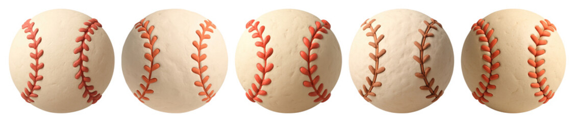 PNG Realistic baseball with red stitching., transparent background