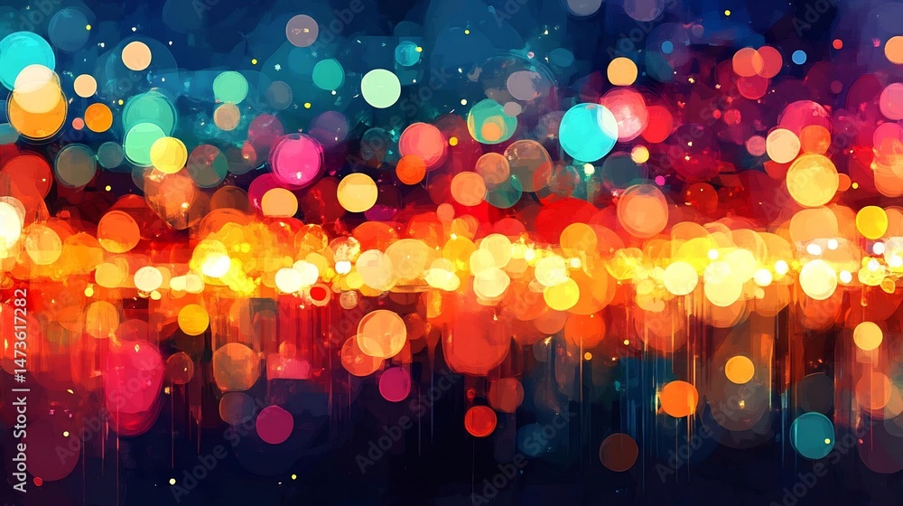 Poster colorful abstract background with bokeh effect representing festive atmosphere