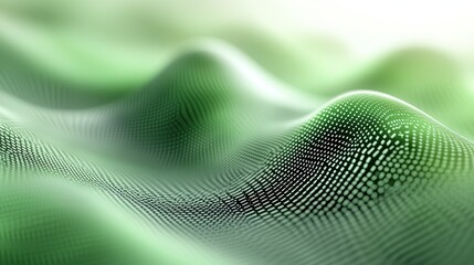 Binary Wave. Three-Dimensional Digital Green Bokeh with Binary Symbols
