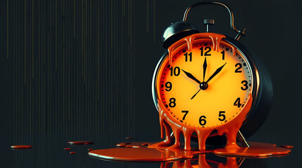 Melting clock with pixelated drips and time distortion