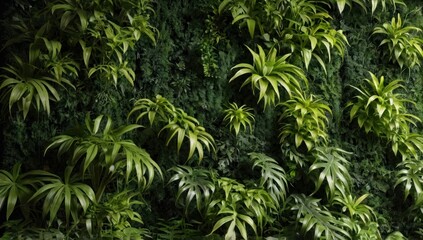 Naklejka premium Green plant wall with natural lighting and no extra elements.