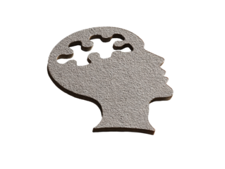 Human head silhouette with puzzle pieces representing creativity