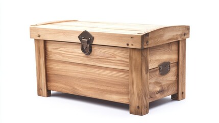 Wooden toy chest isolated on white background