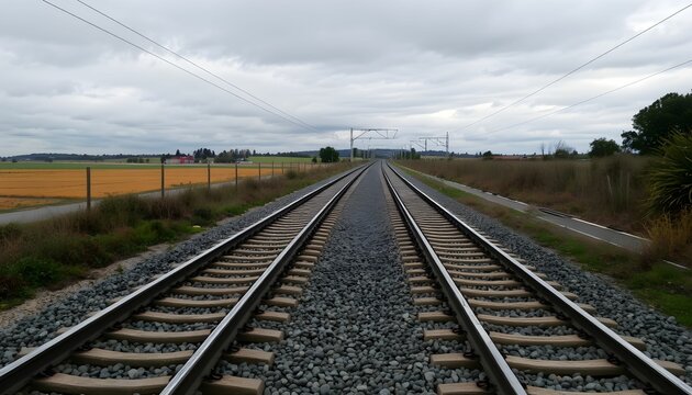 railroad tracks in the countryside