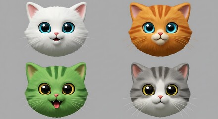 Cute Cartoon Cat Heads