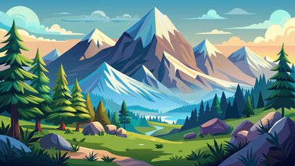 Majestic Mountains with Lush Trees