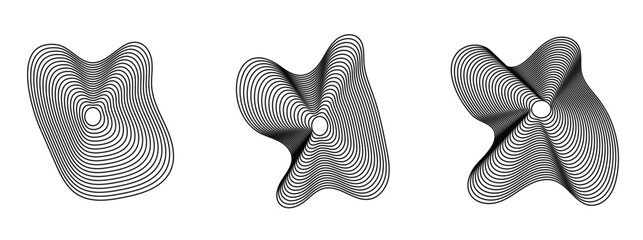 Music equalizer and sound wave. Circular sound waves, depicting audio music ,icons and logos for equalizers, radial spectrum designs, ring patterns. Vector in eps 10.