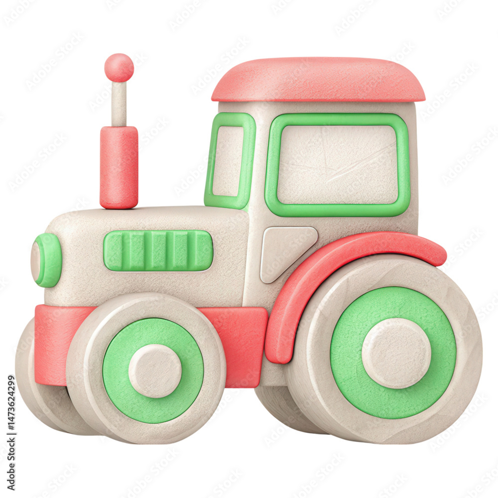 Poster a self-driving tractor navigating with guidance lines in an agricultural setting.