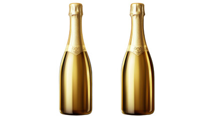 gold champagne bottle with elegant design on white background