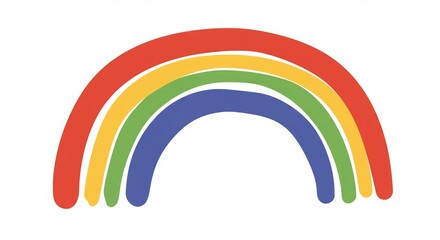 Fototapeta premium Vibrant rainbow arches playfully painted against white background. AI Generated