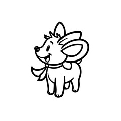 Playful canine outline: A whimsical illustration of a joyful cartoon dog figure