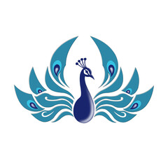 Elegant Peacock Logo with Flowing Feather Design