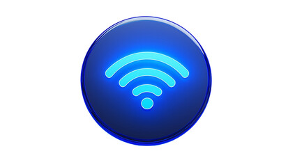 Blue wireless connectivity symbol with waves represents internet access, enhancing online interaction and convenience, isolated on white, PNG
