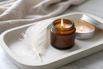 candle and feather