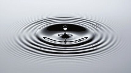 A single drop of water creates a mesmerizing pattern of concentric circles.