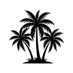 palm trees silhouette art on white background