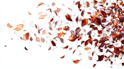 Falling autumn leaves against white background (17)