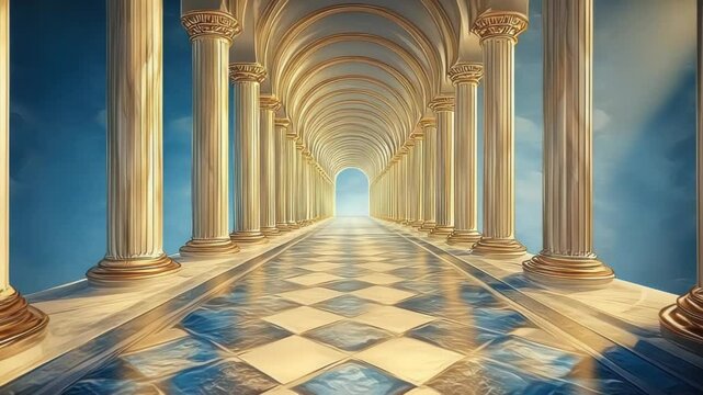 Majestic colonnade aisle with exquisite design and captivating perspective