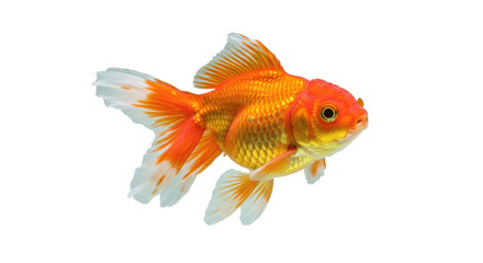 Orange Fantail Goldfish with Flowing Fins, Isolated on Transparent PNG Background