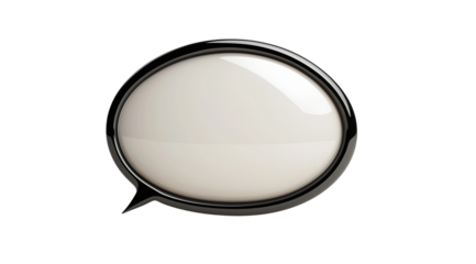 This thought bubble sticker features a glossy black border, ideal for creative communications and unique messages, isolated on white, PNG