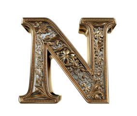 Stylish floral letter N for design projects