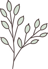 Hand Drawn Green Berry Doodle Cartoon Design.