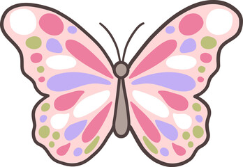 Hand Drawn Butterfly Doodle Cartoon Design.