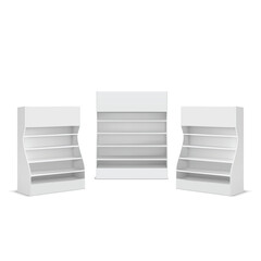 Modern White Shelves with Curved Design Vector