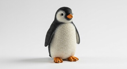 Adorable penguin figurine stands proudly soft light background. AI Generated