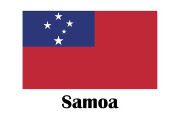Flag of Samoa. Illustration over white background