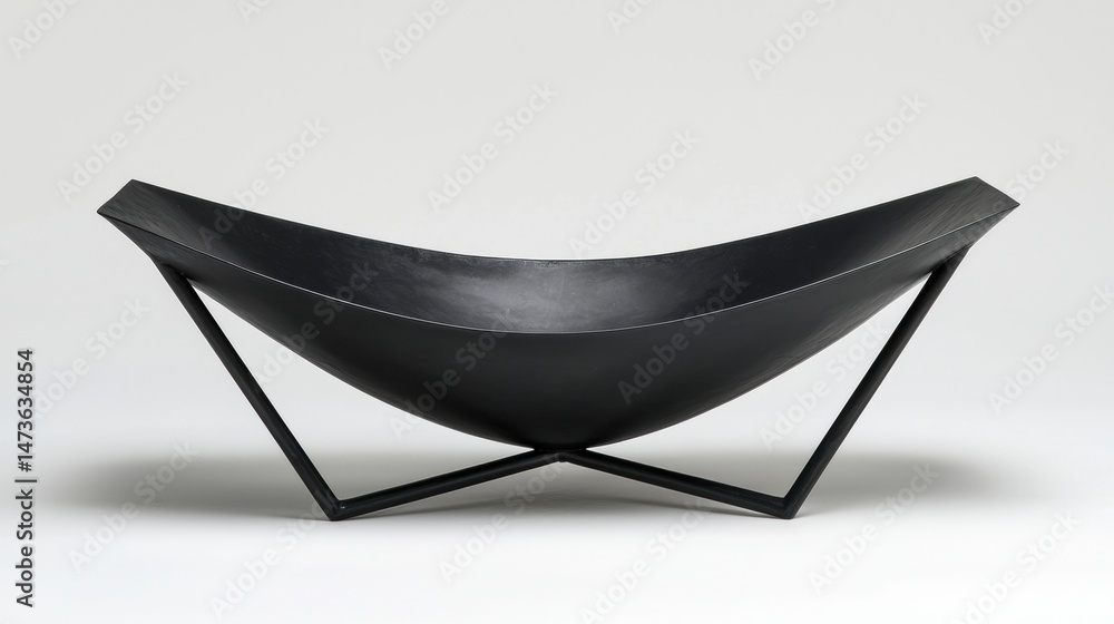 Poster a modern black bowl with a unique triangular base.