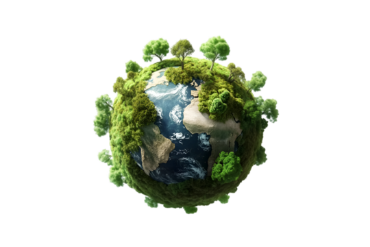 Earth enveloped in lush green trees nature thriving on a global scale