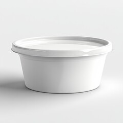 White plastic food container round storage container with lid mockup for yogurt or cream packaging design