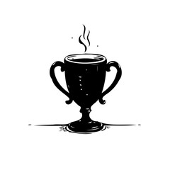 Steaming beverage in a trophy cup silhouette: Unique concept visualization