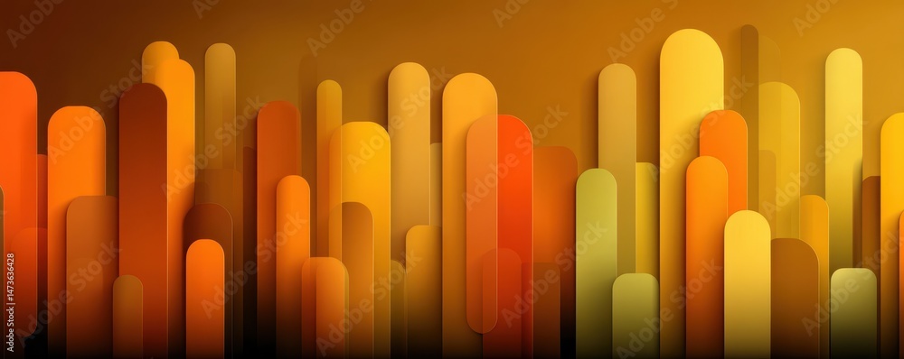 Poster abstract golden orange bars with smooth gradients and illuminated backdrop