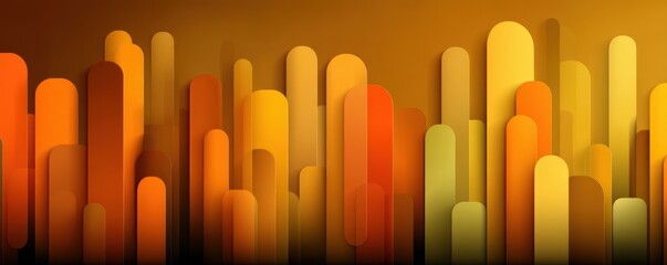 Fototapeta premium Abstract golden orange bars with smooth gradients and illuminated backdrop