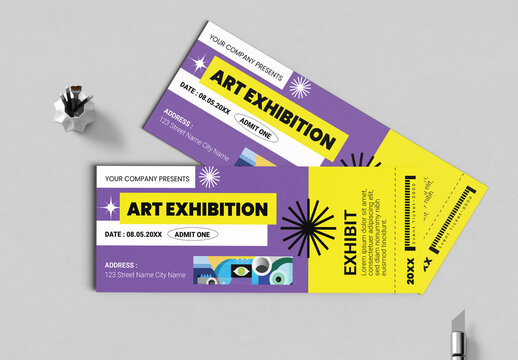 Editable Art Exhibition Event Ticket