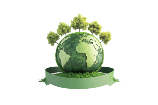 Green Earth Globe Surrounded by Trees Eco Friendly Concept