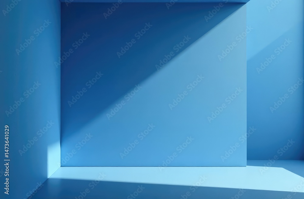 Poster abstract geometry studio scene with shadow and light. blue background for luxury product display sho