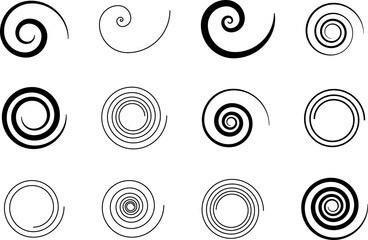 Set of spiral design elements vector. Spiral logo design elements.